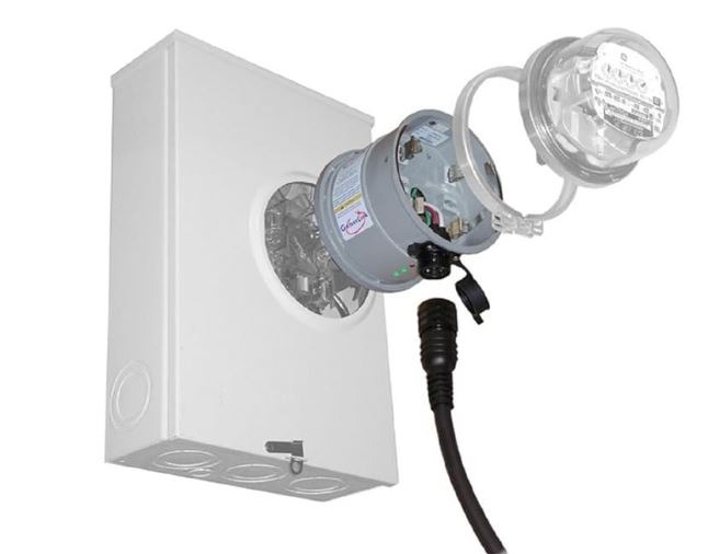 GenerLink meter-mounted transfer switch with its generator cord