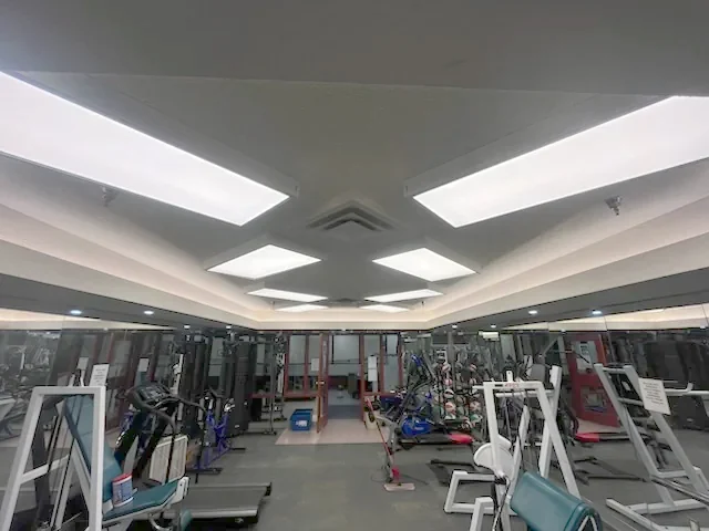 Bright LED lighting installed inside a large building