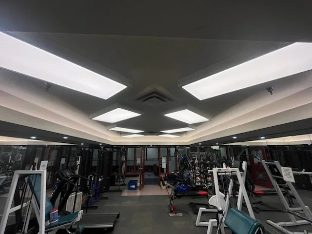 Bright LED lighting installed inside a large building